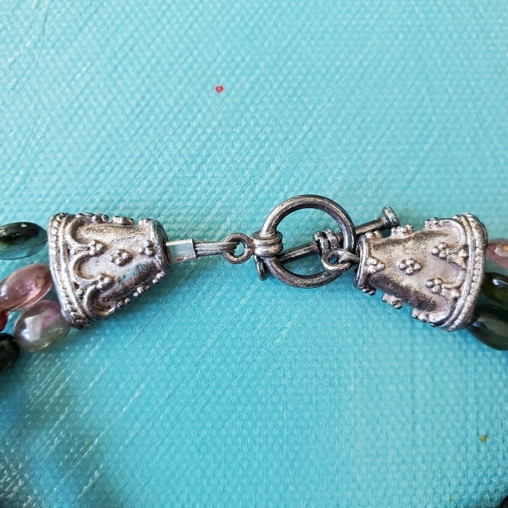Tourmaline Necklace w/ Glass Cabochon & Bracket - Picture 13 of 16